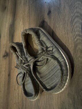 Hey Dude Wally Toddler Blend Linen Shoes US Toddler K8 Gray Casual Lightweight S